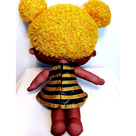 LOL Surprise Plush Doll 15" Brown Face Eyes Yellow Hair Queen Bee Curly Girl Toy - Picture 5 of 15